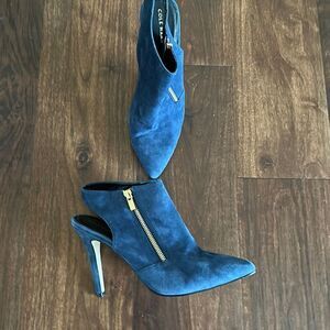Cole Haan Lana shoo tie suede booties blue Sz 8B